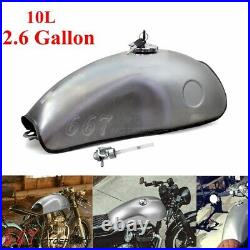Motorcycle Gas Fuel Tank 10L 2.6 Gallon For Honda Suzuki Yamaha CB XS Cafe Racer
