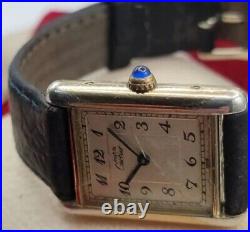 Must de Cartier Tank Vermeil Quartz Silver Gold Plated Watch
