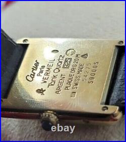 Must de Cartier Tank Vermeil Quartz Silver Gold Plated Watch