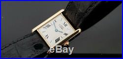 Must de Cartier Vermeil Tank Gold on Solid Silver Watch with Cartier Box&Papers