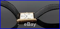 Must de Cartier Vermeil Tank Gold on Solid Silver Watch with Cartier Box&Papers