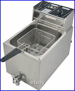 New 12 Litre Commercial Electric Deep Fryer 1-Tank Fryer With Lid & Drain Taps