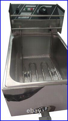 New 12 Litre Commercial Electric Deep Fryer 1-Tank Fryer With Lid & Drain Taps