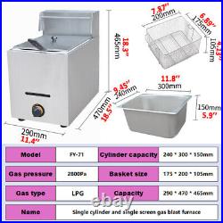 New 6L Gas LPG Stainless Steel Catering Frying Tool Single Tank Commercial Fryer