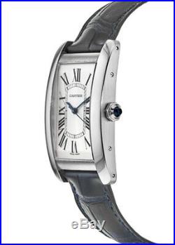 New Cartier Tank Americaine Blue Leather Men's Watch WSTA0018