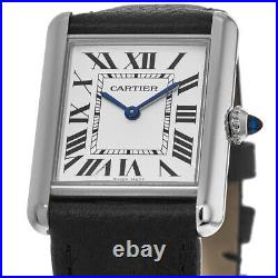 New Cartier Tank Must Large Silver Dial Leather Strap Women's Watch WSTA0041