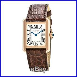 New Cartier Tank Solo Rose Gold Leather Strap Women's Watch W5200024