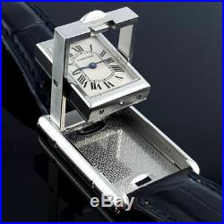 Nice Cartier Tank Basculante Reverso Solid Stainless Steel Women Watch 21mm 2386