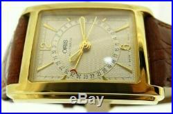 Oris Mens Heritage Automatic Pointer Date Rectangular Gold Tank Watch B7460