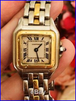 PANTHERe CARTIER WATCH TwoTone TANK Yellow Gold Steel 22mm WOMEN AUTHENTIC Legit