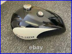 Petrol Fuel Gas Tank Triumph T140 Black Aand White Painted Oil In Frame