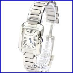 Polished CARTIER Tank Anglaise SM Stainless Steel Quartz Watch W5310022 BF531242
