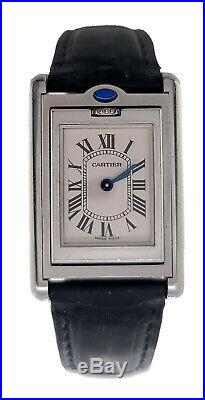 Pre-owned Cartier Tank Basculante 22x25mm W1011158 Leather Men's Watch