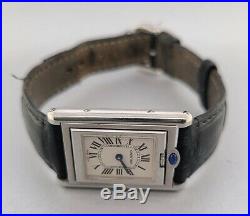 Pre-owned Cartier Tank Basculante 22x25mm W1011158 Leather Men's Watch
