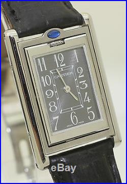 RARE & Excellent Mid Sized 2405 Stainless Steel Cartier Tank Basculante Reverso