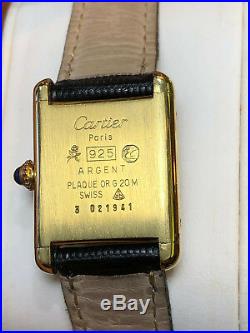 RARE Ladies Must de Cartier Tank Watch, Hand Wind, 17 Jewel Movement (1980's)