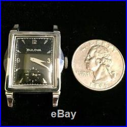 Rare 1953 Mens Bulova President White Gold Filled Tank Art Deco Vintage Watch