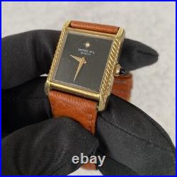 Raymond Weil Tank 651 Swiss Made Black Diamond Dial Gold Plated Mechanical Watch