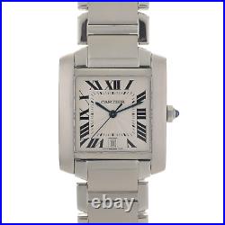 SERVICED Cartier Tank Francaise Large 2302 Automatic Stainless Steel Watch