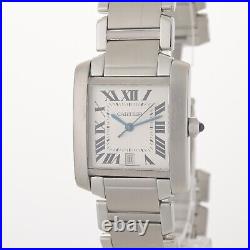 SERVICED Cartier Tank Francaise Large 2302 Automatic Stainless Steel Watch