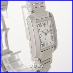 SERVICED Cartier Tank Francaise Large 2302 Automatic Stainless Steel Watch