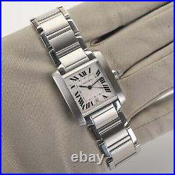 SERVICED Cartier Tank Francaise Large 2302 Automatic Stainless Steel Watch