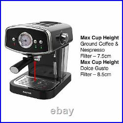 Salter Espresso Coffee Machine Maker 3 in 1 Barista Deluxe 19-Bar Pump 1050 W