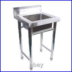 Silver Single Tank stainless steel wash basin Kitchen Sink19.719.731.5in Used