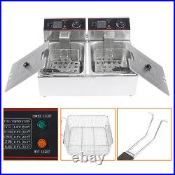 Stainless Steel 20L Electric Deep Fat Fryer Dual Tank Commercial Restaurant UK