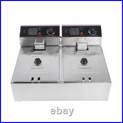 Stainless Steel 20L Electric Deep Fat Fryer Dual Tank Commercial Restaurant UK