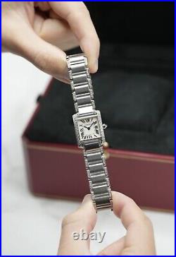 Stainless Steel Cartier Tank 2384 White Dial Afterset Shoulders & Bracelet