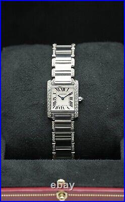 Stainless Steel Cartier Tank 2384 White Dial Afterset Shoulders & Bracelet