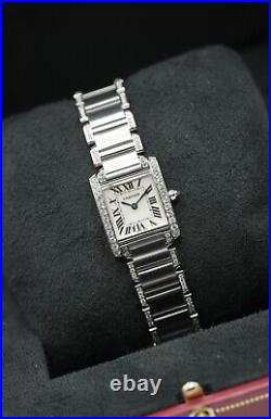 Stainless Steel Cartier Tank 2384 White Dial Afterset Shoulders & Bracelet