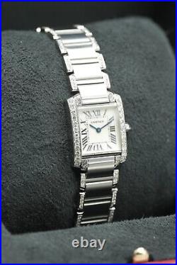 Stainless Steel Cartier Tank 2384 White Dial Afterset Shoulders & Bracelet