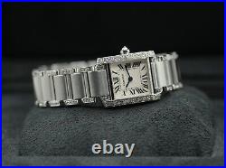 Stainless Steel Cartier Tank 2384 White Dial Afterset Shoulders & Bracelet