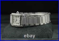 Stainless Steel Cartier Tank 2384 White Dial Afterset Shoulders & Bracelet