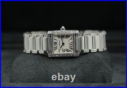 Stainless Steel Cartier Tank 2384 White Dial Afterset Shoulders & Bracelet