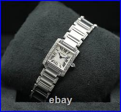 Stainless Steel Cartier Tank 2384 White Dial Afterset Shoulders & Bracelet