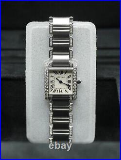 Stainless Steel Cartier Tank 2384 White Dial Afterset Shoulders & Bracelet