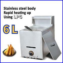 Stainless Steel Catering Frying Tool Gas LPG Single Tank Commercial Fryer 2800Pa