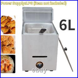 Stainless Steel Catering Frying Tool Gas LPG Single Tank Commercial Fryer 2800Pa