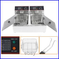 Stainless Steel Commercial Electric Deep Fat 20L Twin Fryer Pan Double Tank