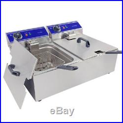 Stainless Steel Commercial Electric Deep Fryer Twin Fat Chip Fryer Double Tank