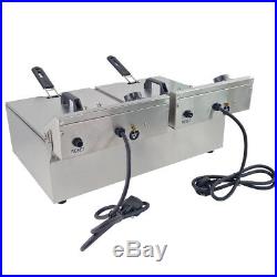 Stainless Steel Commercial Electric Deep Fryer Twin Fat Chip Fryer Double Tank
