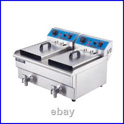 Stainless Steel Commercial Electric Deep Fryers 2x10L Twin Double Tank Fat Chip