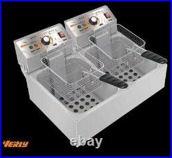Stainless Steel Desk Top Double Tank Electric Commercial Chip Fryer