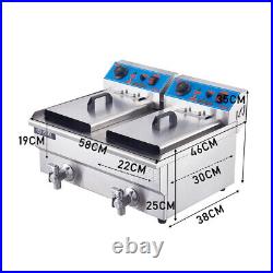 Stainless Steel Electric Deep Fat Fryer Commercial Dual Tank Counter Top Fryer