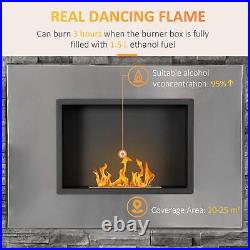 Stainless Steel Silver Wall Mounted Ethanol Fireplace Heater Fire with 1.5L Tank