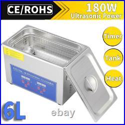 Stainless Steel Ultrasonic Cleaner Ultra Sonic Bath Cleaning Tank Timer 6L