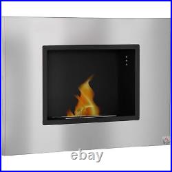 Stainless Steel Wall Mounted Ethanol Fireplace 1.5L Tank 3h Burning Time